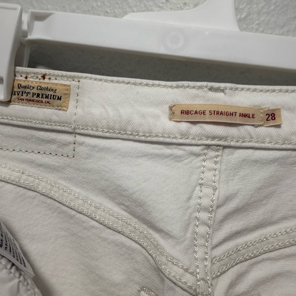Levi's Women's White Ribcage Straight Ankle Jeans Size 28 - Picture 4 of 8